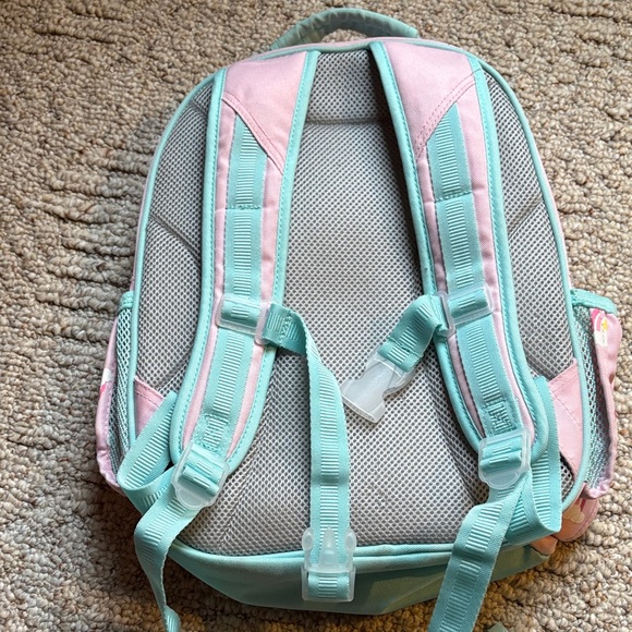 Pottery Barn Kids Pink and Mint Kids Backpack with Rainbow Design - Picture 7 of 7